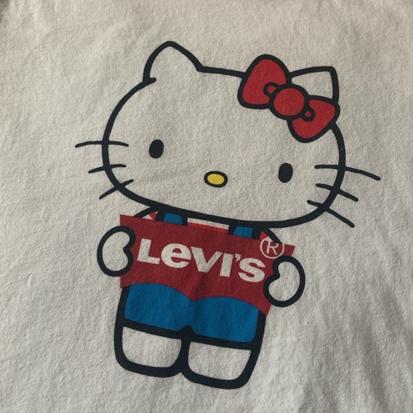 LEVI’S X HELLO KITTY SIZE M Ringer Sanrio Printed Collab T-shirt + Sticker - Picture 4 of 12